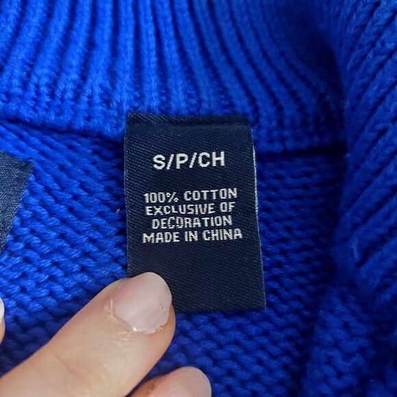 Ralph Lauren Chaps Mens Blue Vintage 1/4 Zip Cotton Sweater Size S Pullover - Picture 9 of 10